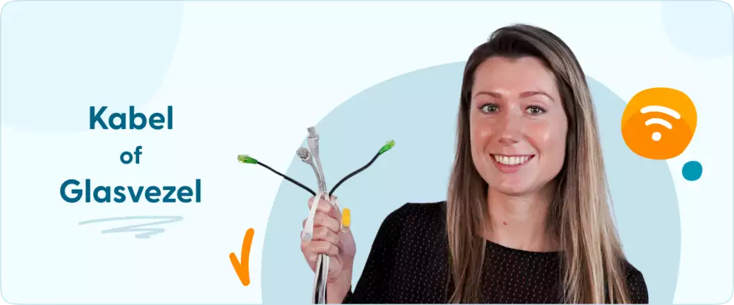 Glasvezel of kabel verbinding Vrouw met internet kabels