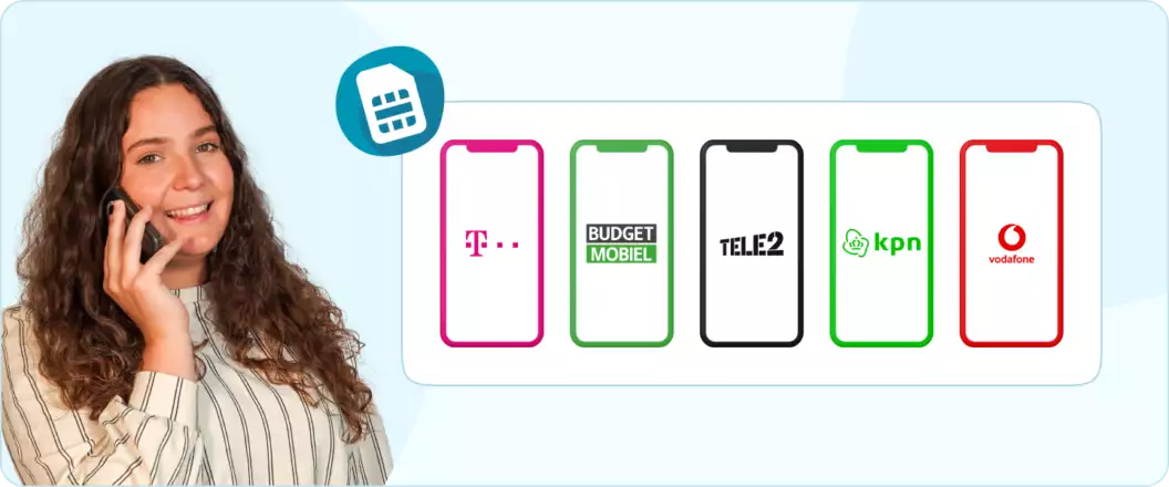 Beste sim only met onbeperkt internet Vrouw met belt met smartphone