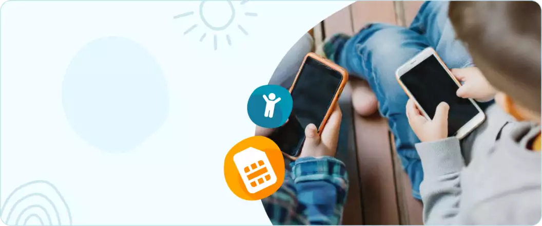 Beste sim only kids Afbeelding van kinderen met smartphone