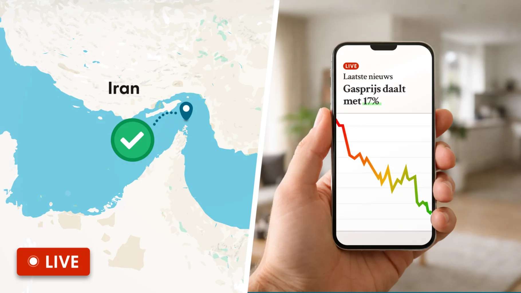 Gasprijs daalt met 17% door heropening Straat van Hormuz