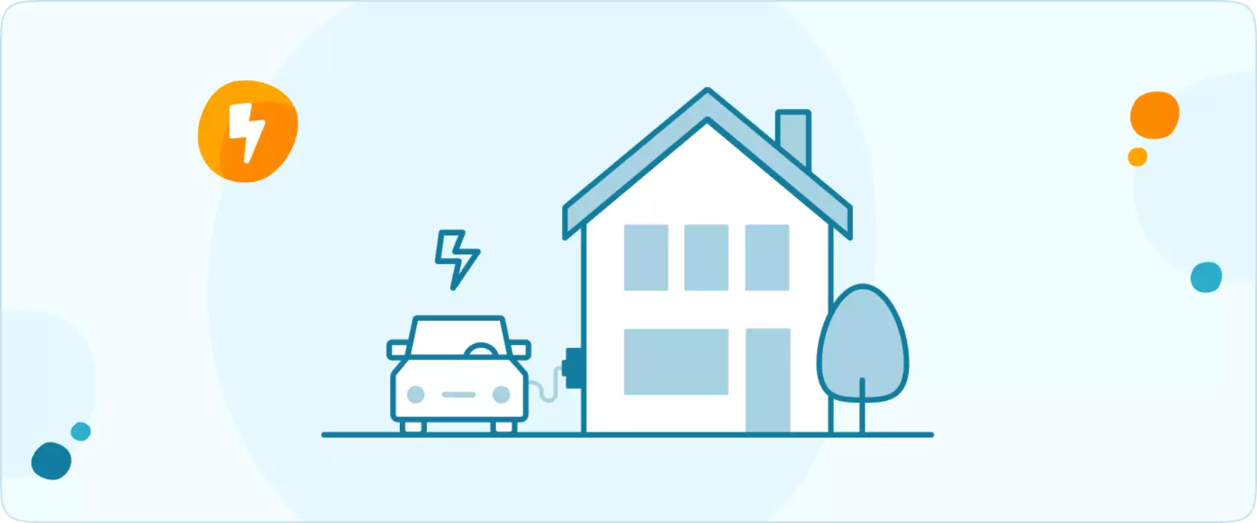 Illustratie van elektrische auto bij woning