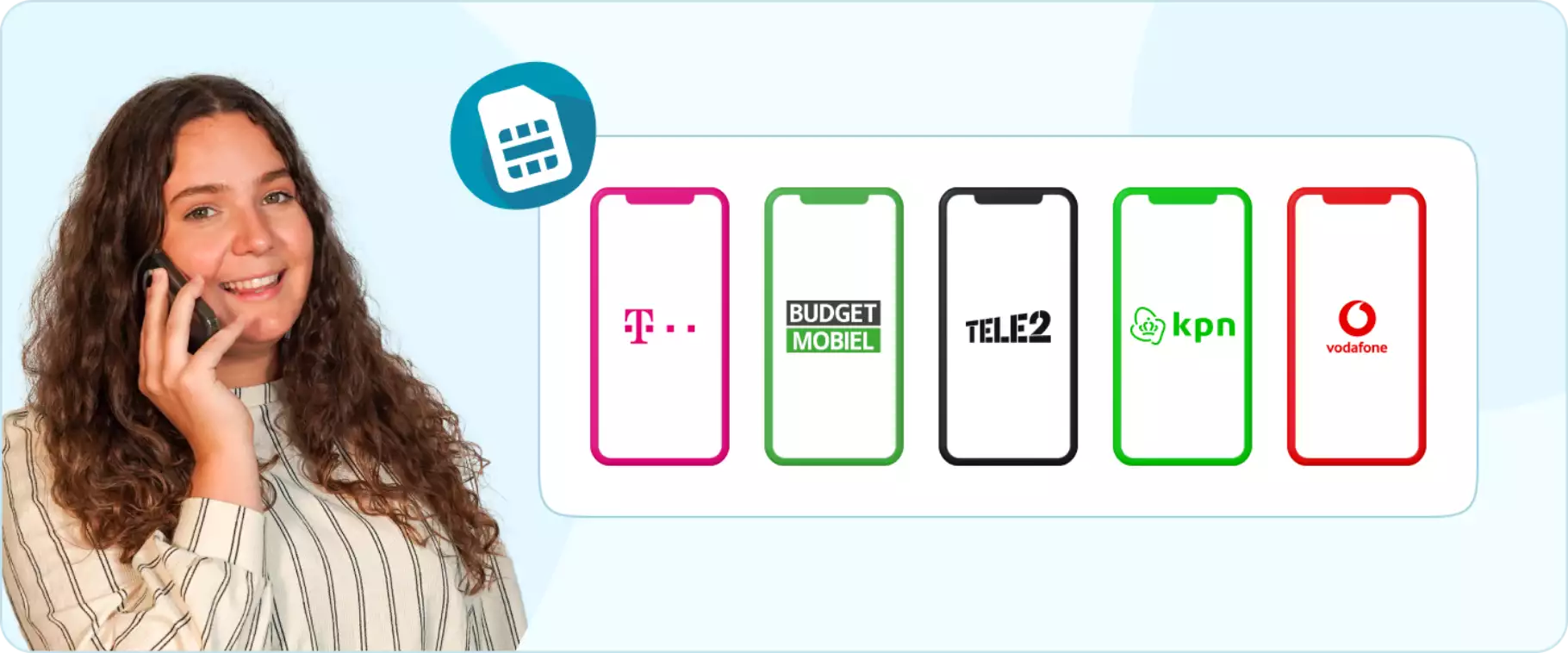 Vrouw met belt met smartphone