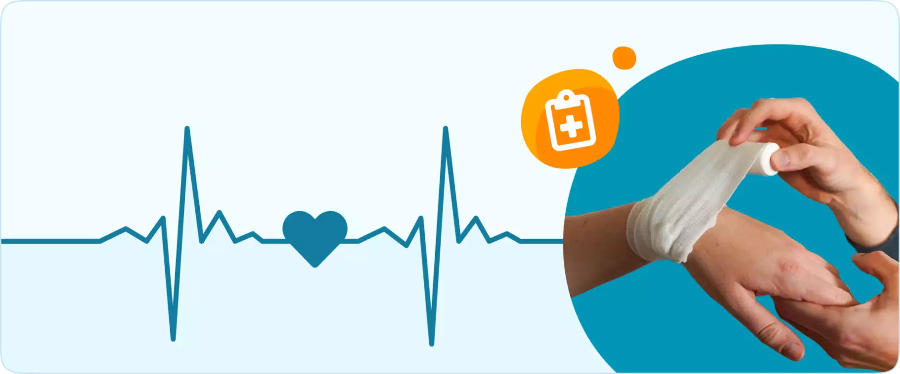 Hand wordt verbonden met verband