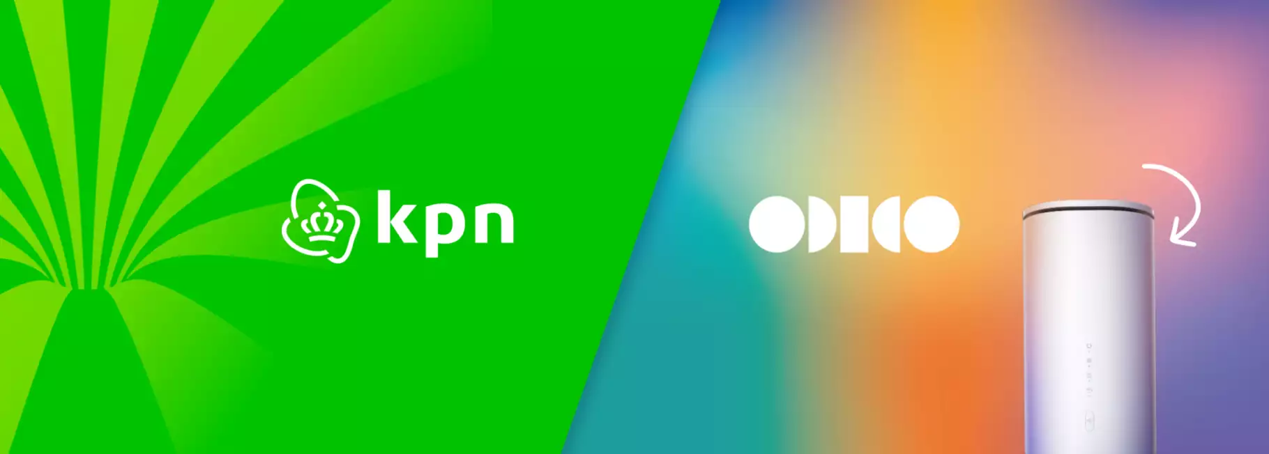 Afbeelding van KPN en Odido logo's voor internet maandelijks opzegbaar