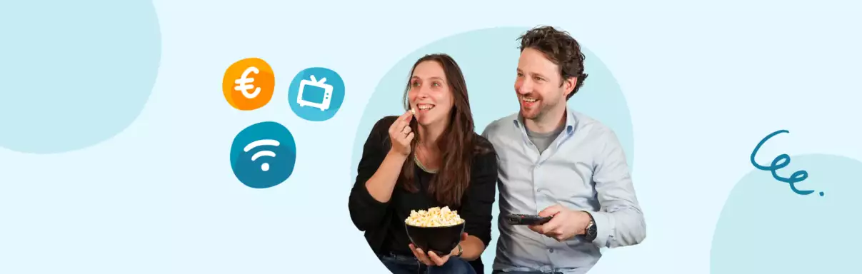 Kosten voor internet en tv pakket Man en vrouw kijken televisie