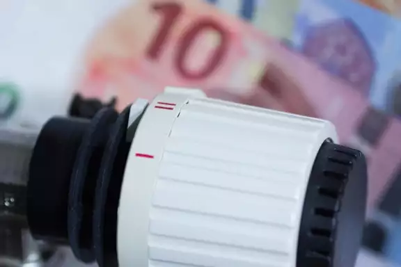 Afbeelding van thermostaat en geld