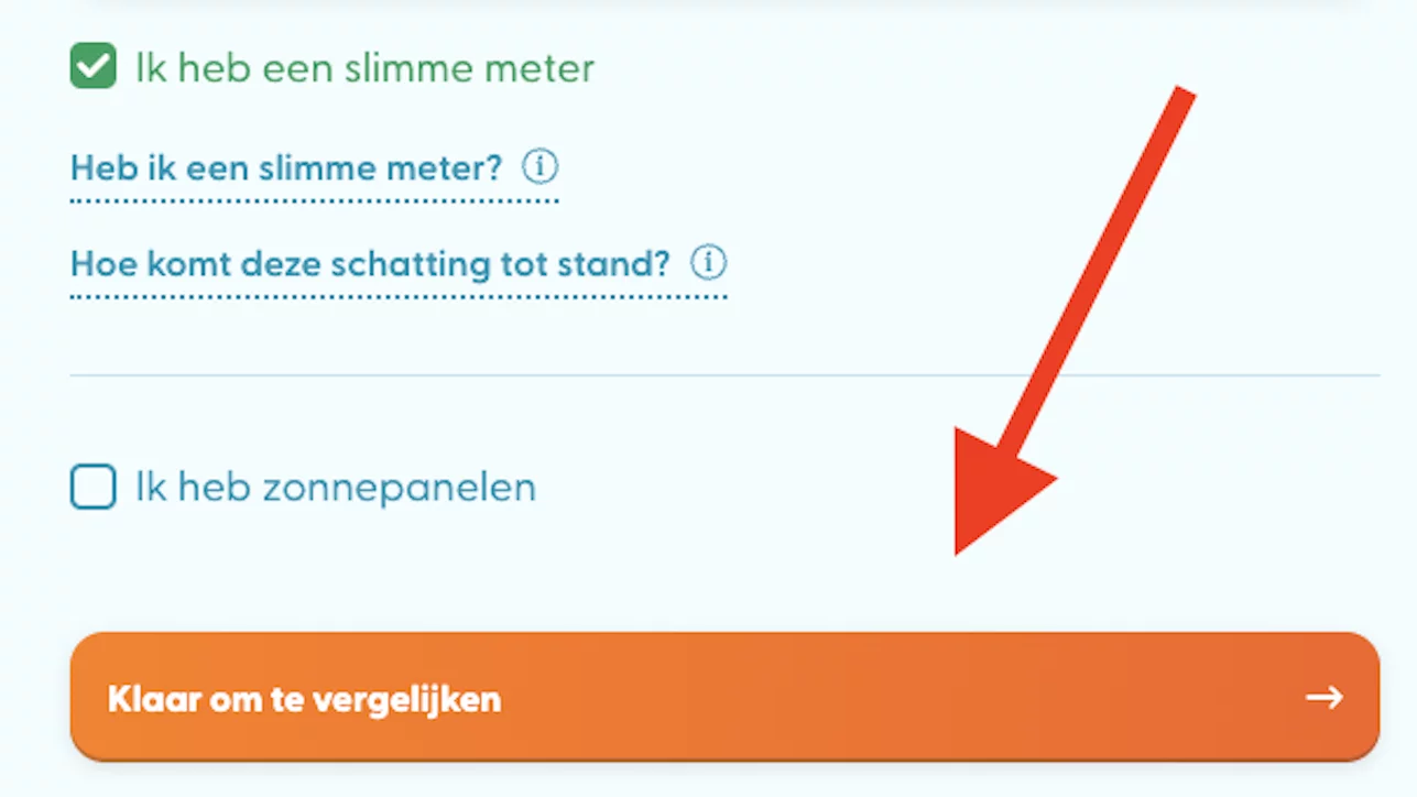screenshot from energy comparison tool