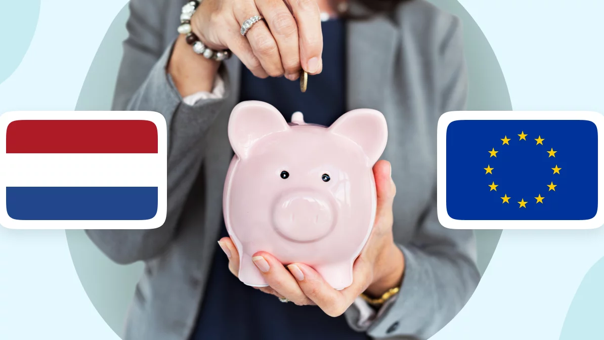 Spaarpot tussen Nederlandse en Europese vlag