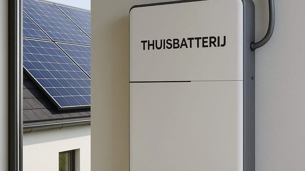 Afbeelding van thuisbatterij met zonnepanelen