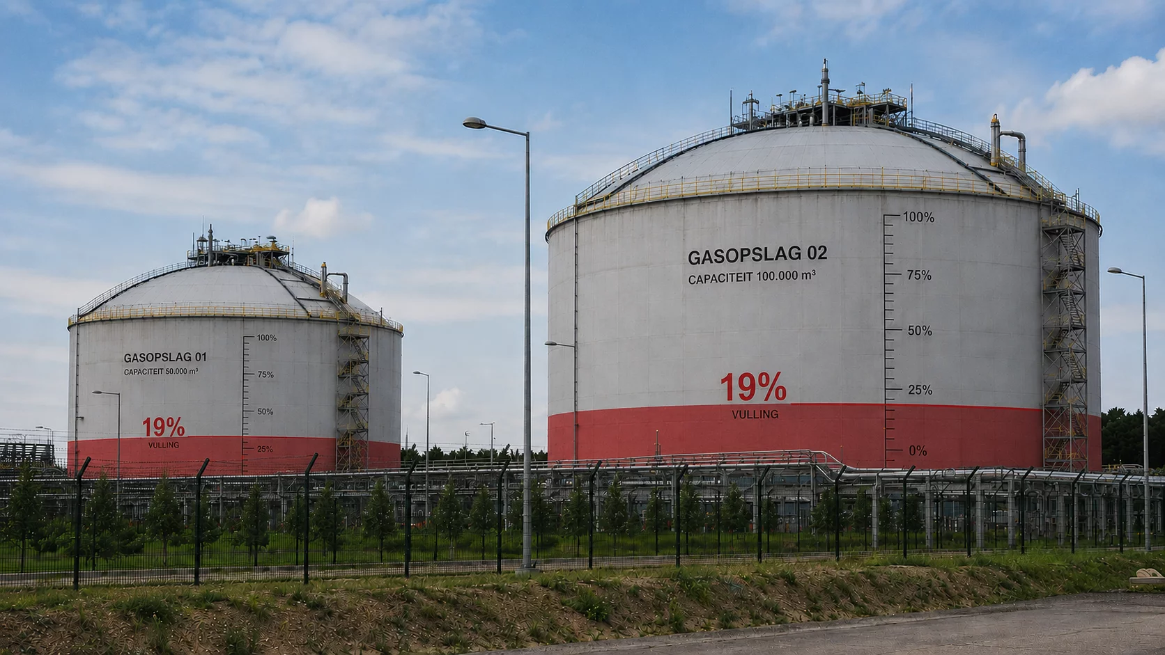 Afbeelding van bijna lege Nederlandse gasvoorraad