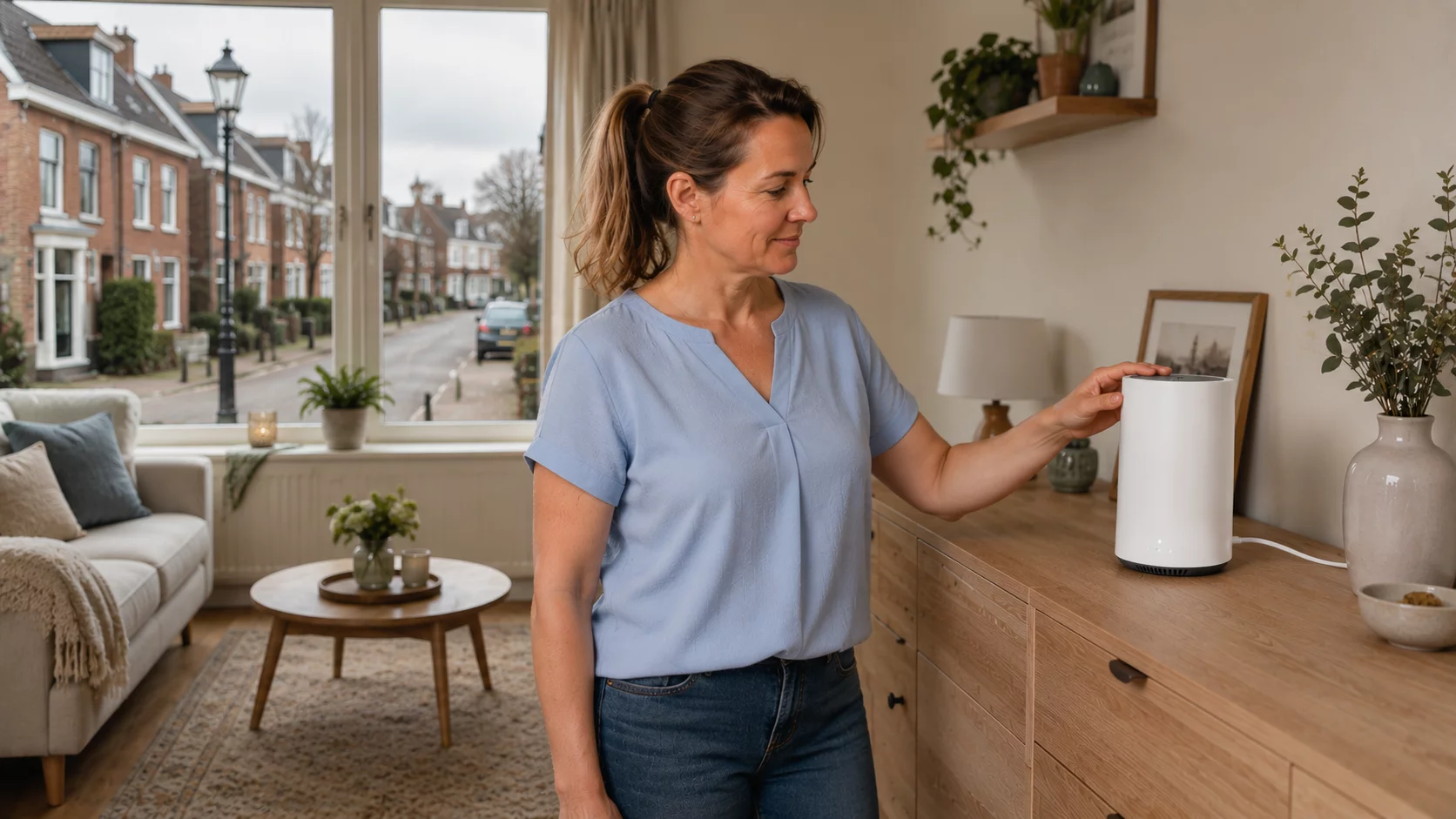 Afbeelding van vrouw die KPN 5G voor thuis probeert