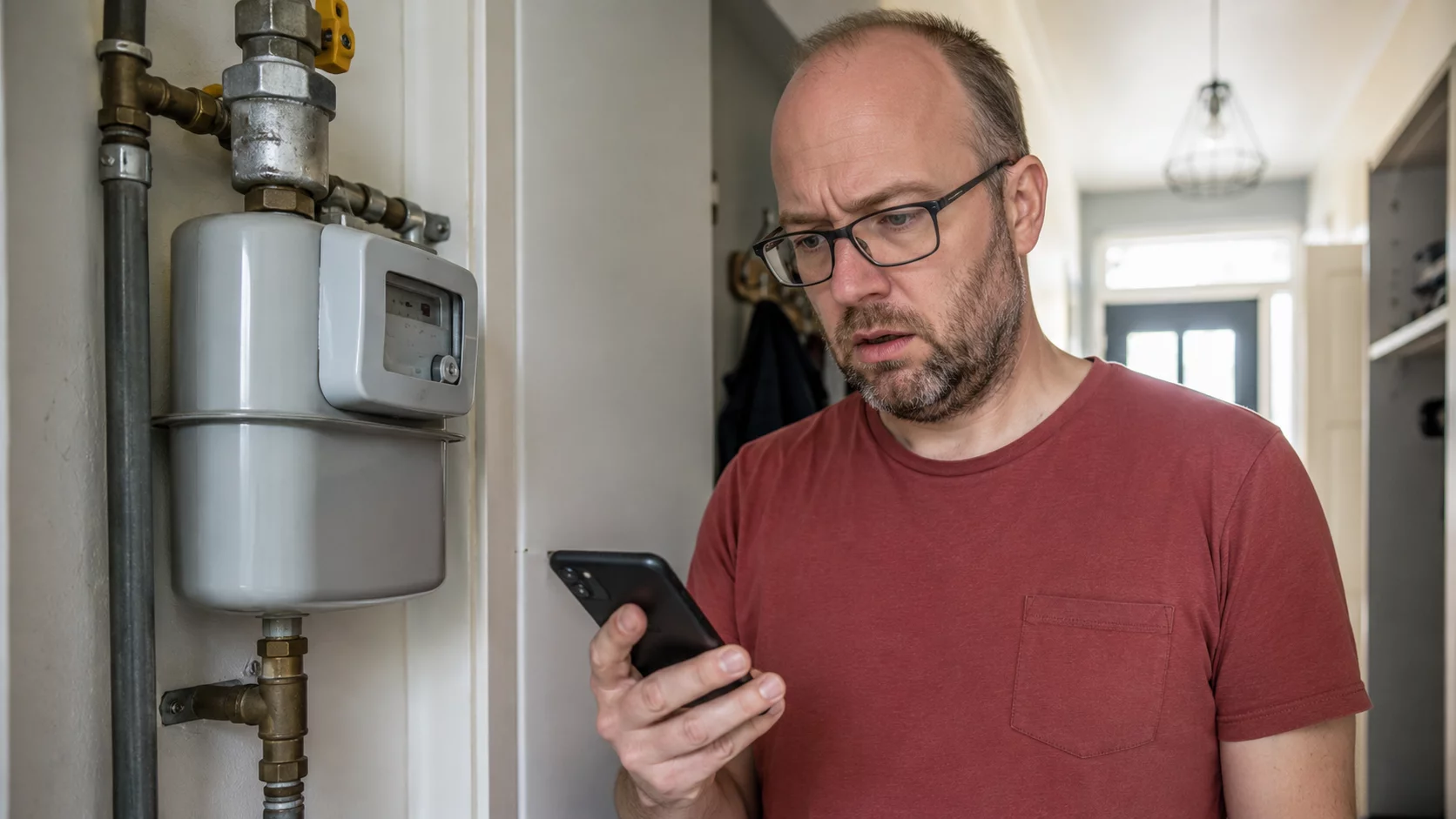 Afbeelding van man die verrast wordt door ANWB Energie prijsstijging