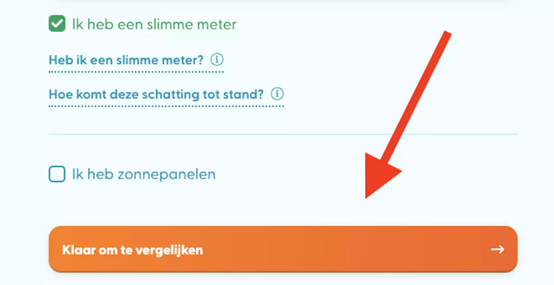 compare energy providers netherlands screenshot from energy comparison tool