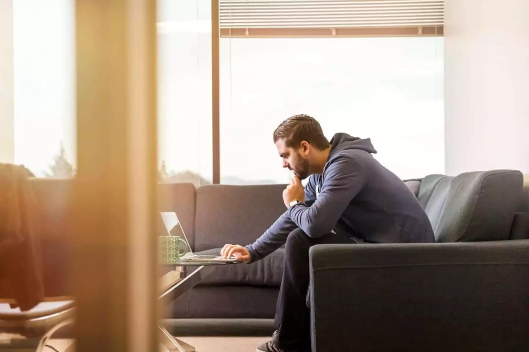 Man checking his laptop