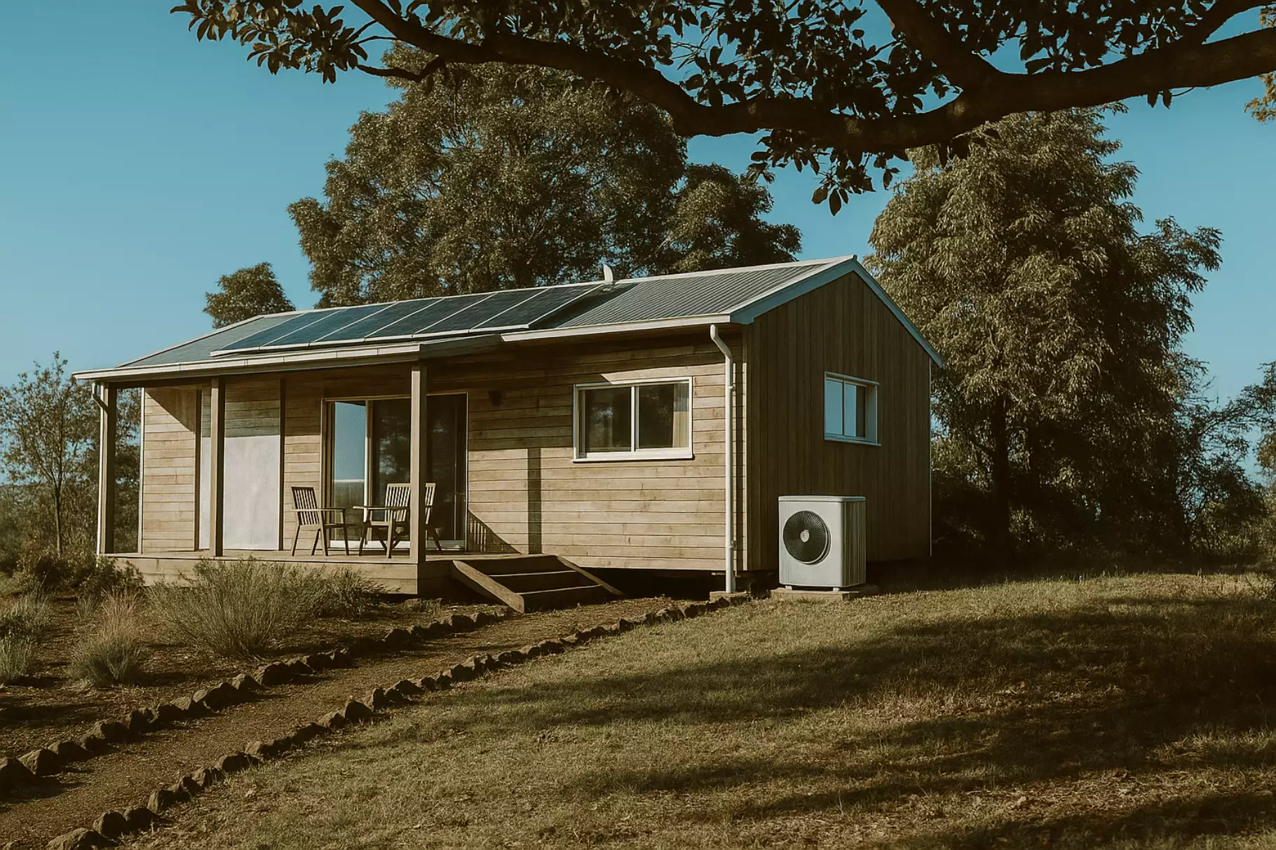huis met zonnepanelen en warmtepomp