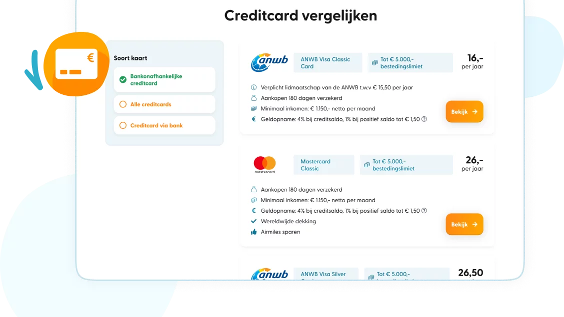 creditcard vergelijken