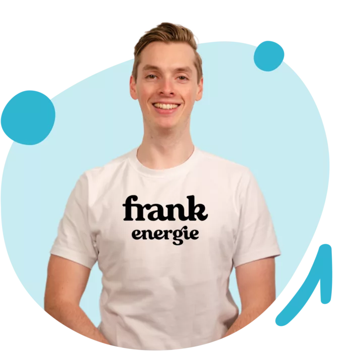 Man met Frank Energie logo op shirt