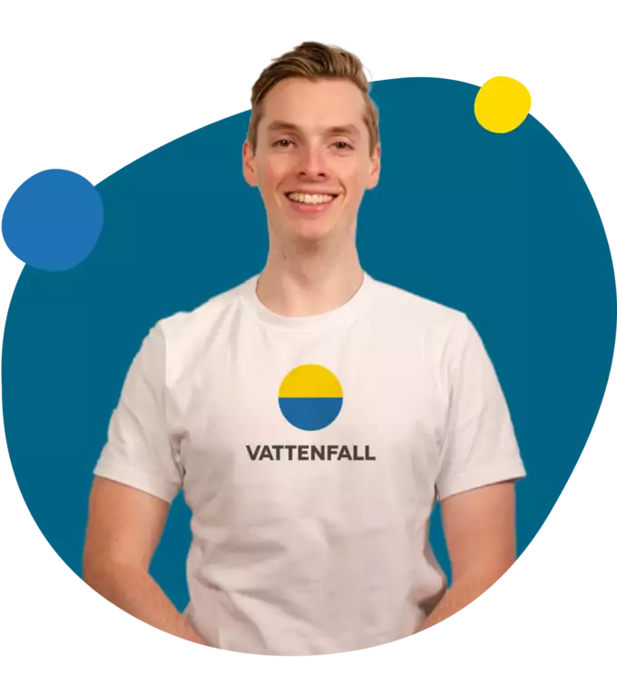 Man met Vattenfall logo op shirt