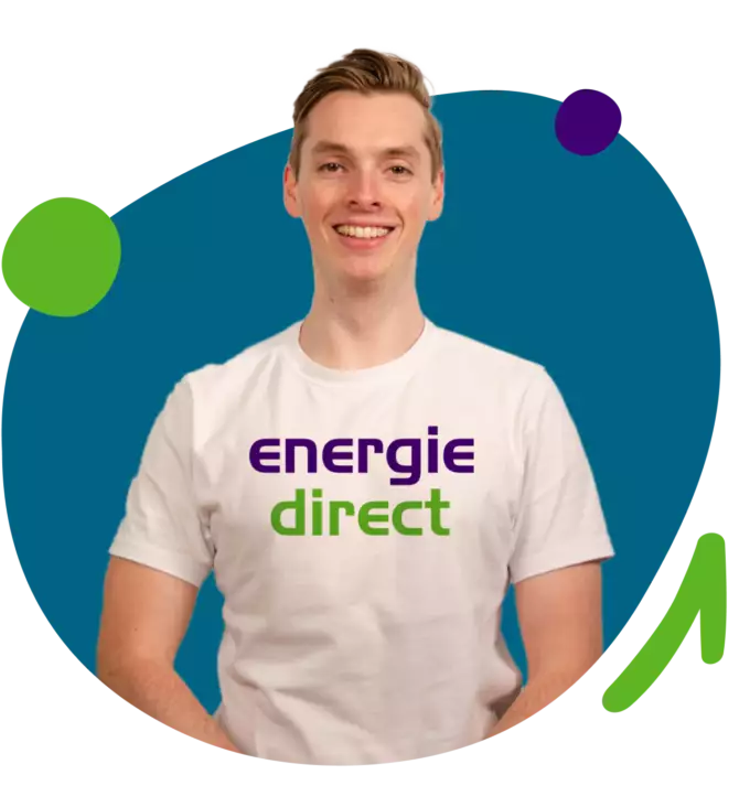 Man met Energiedirect logo op shirt