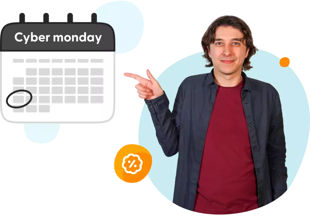 Man wijst cyber monday op kalender aan