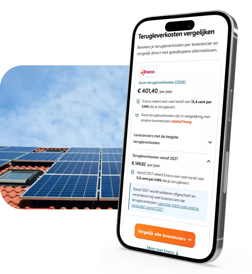 Screenshot van terugleverkosten berekenen tool
