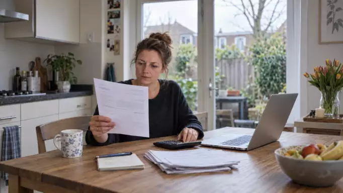 Energierekening 2027 Afbeelding van vrouw die haar energierekening checkt