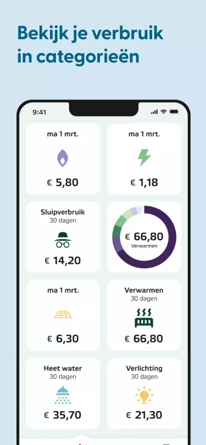 Screenshot Eneco app overzicht