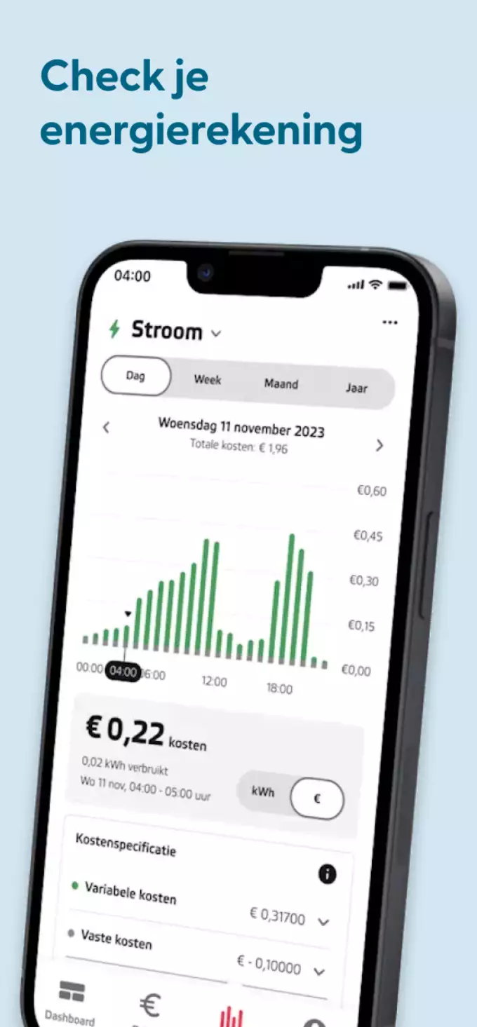 Screenshot Eneco app met energierekening