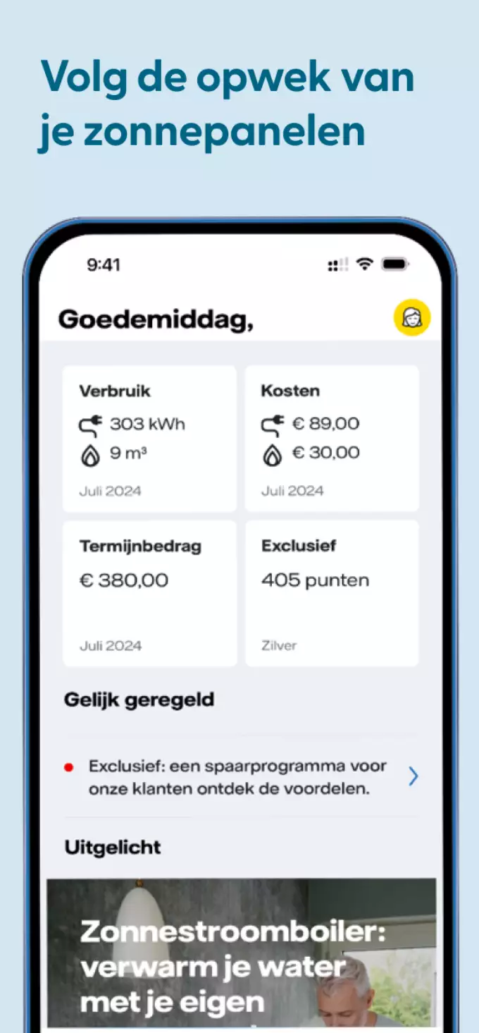 Screenshot Vattenfall app opwek zonnepanelen