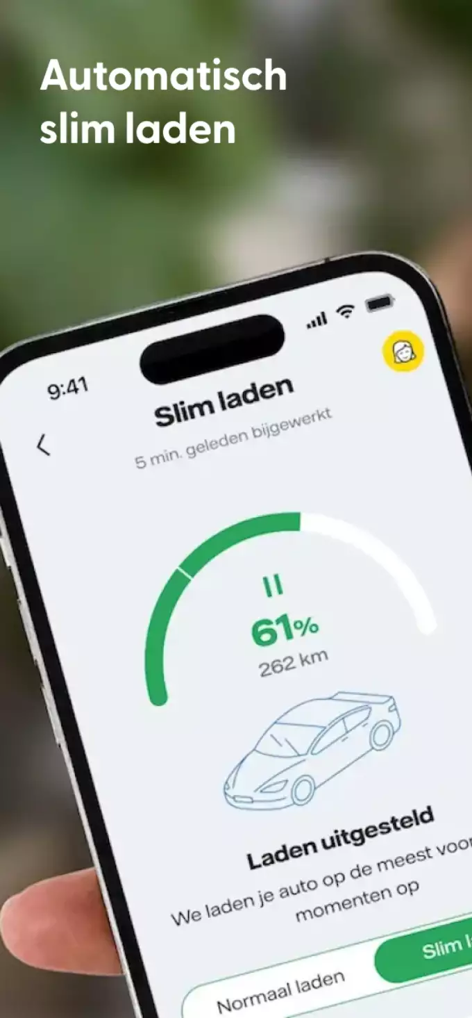 Screenshot Vattenfall app slim laden auto