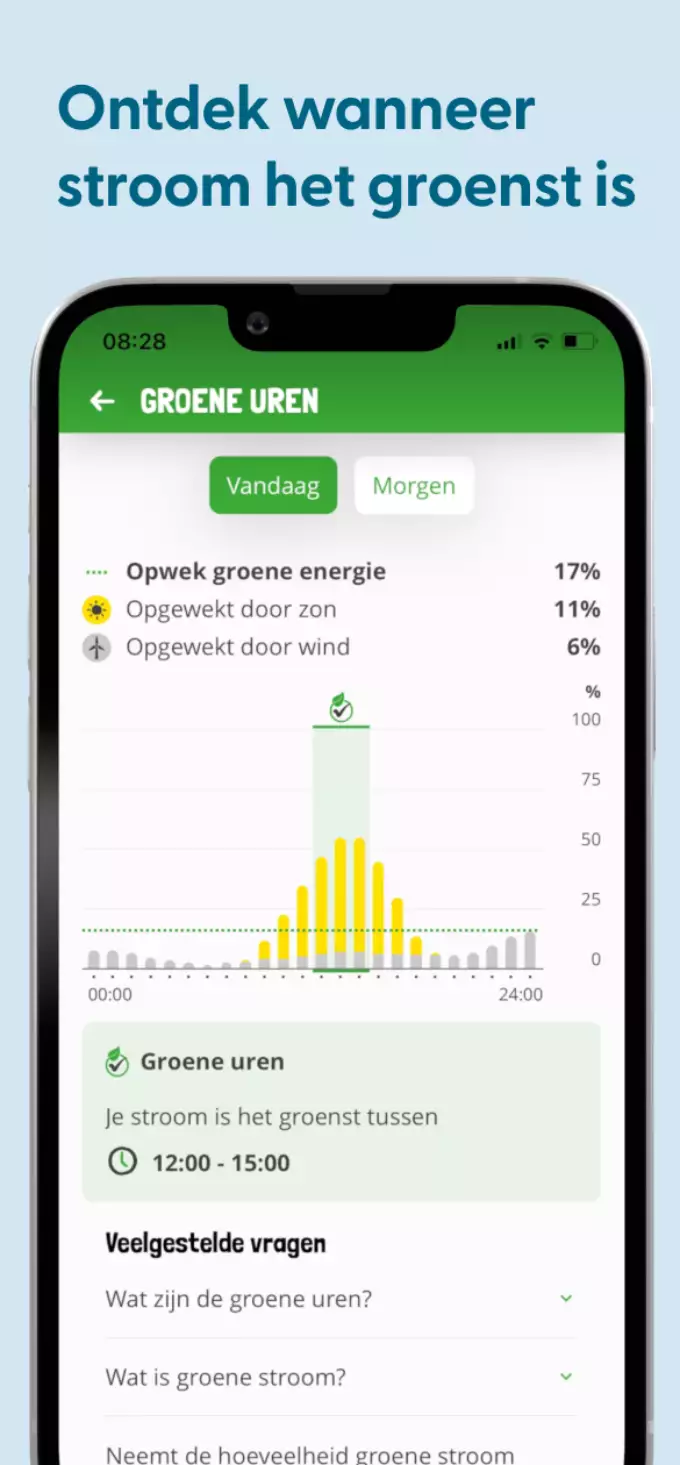 Screenshot Budget Thuis app groene stroom