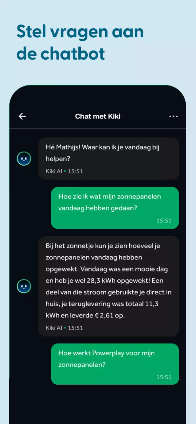 Screenshot Zonneplan app met chatbot