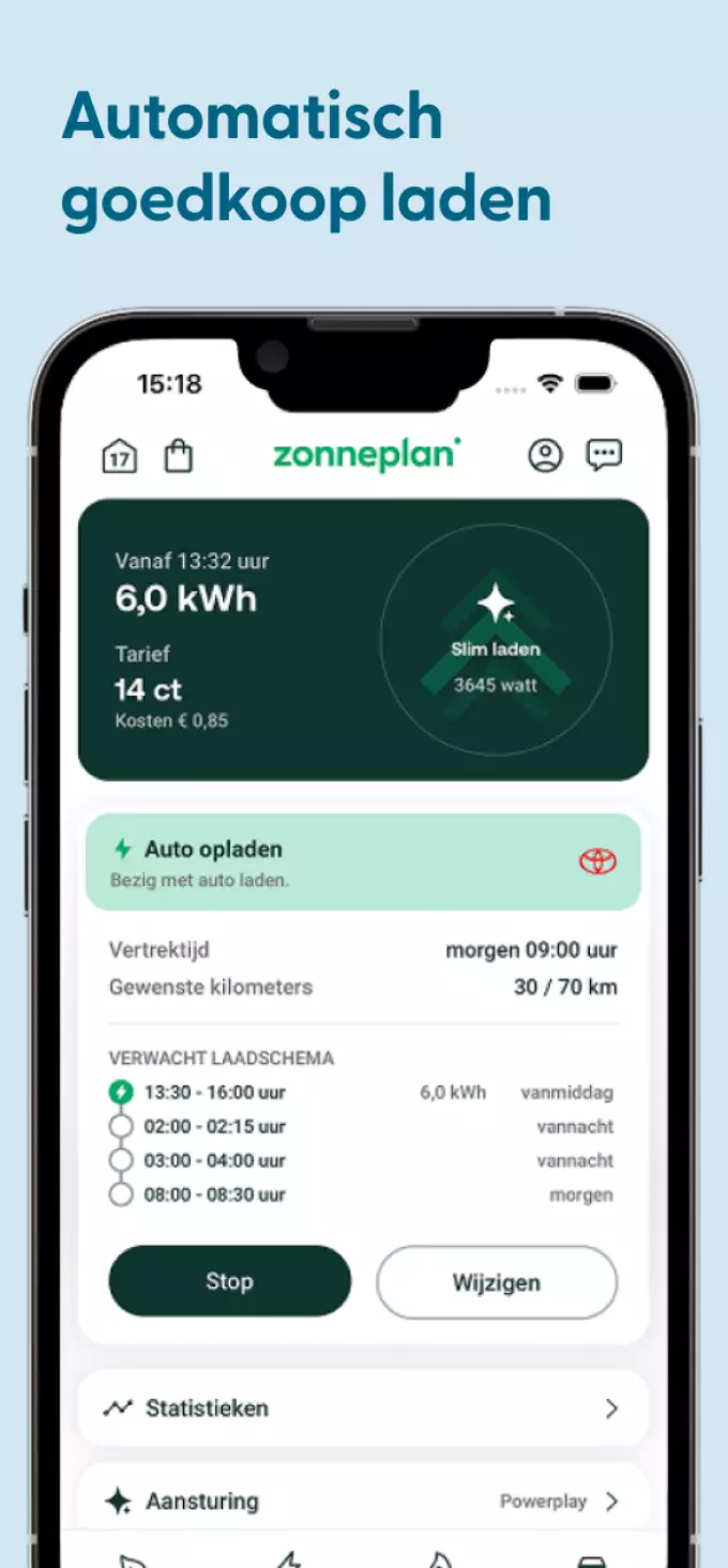 Screenshot Zonneplan app automatisch laden