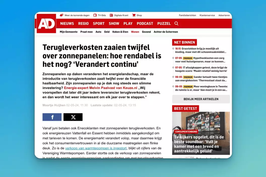 Keuze.nl in het krantenartikel van het Algemeen Dagblad