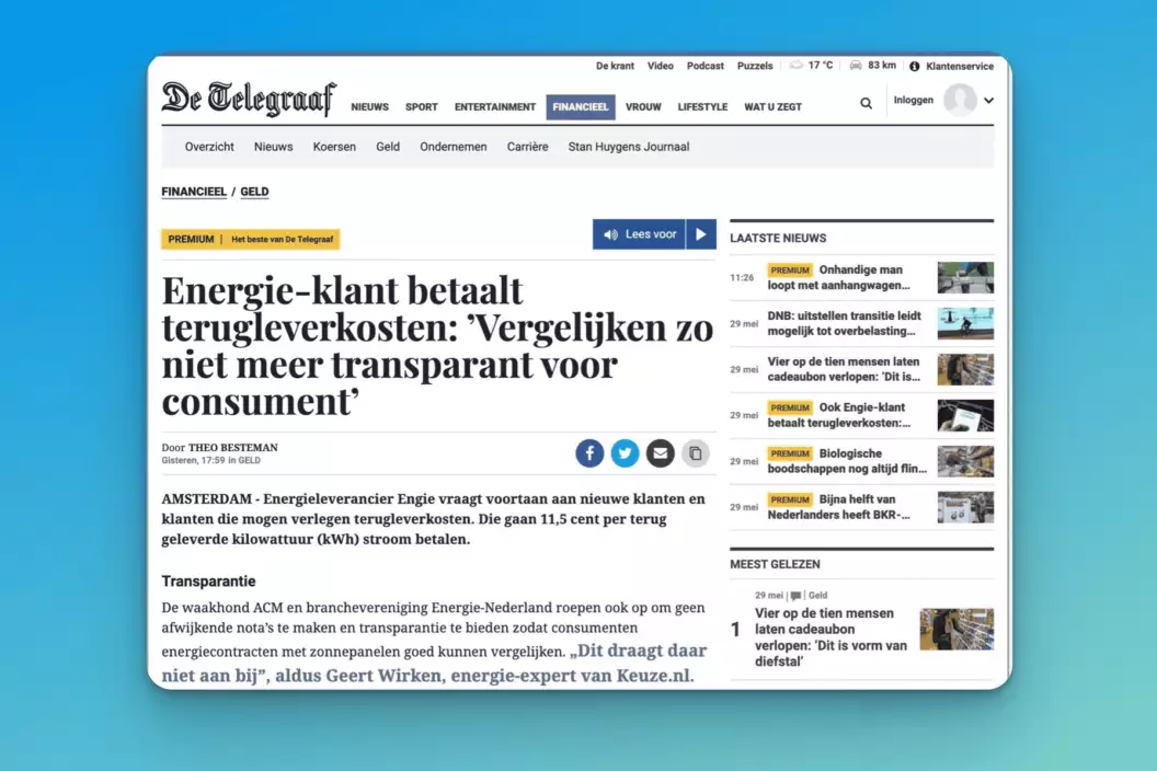 Keuze.nl genoemd in de Telegraaf