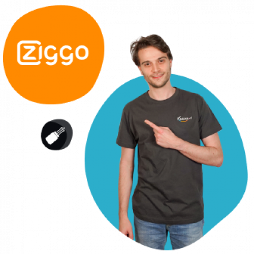 Man wijst naar Ziggo logo