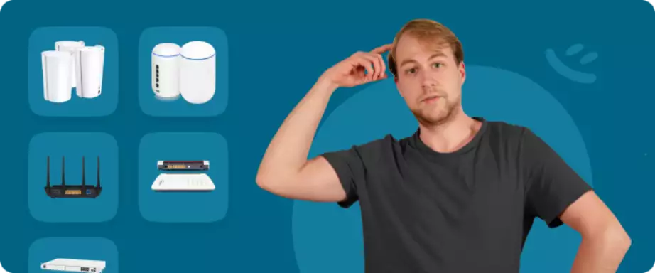 afbeelding van man met modems vrije modemkeuze