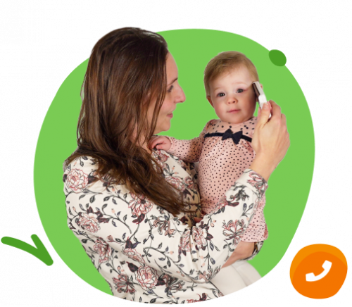 Vrouw met kind zijn aan het bellen Aanbod vaste telefonie KPN en Ziggo