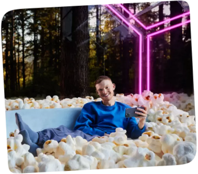 T-Mobile glasvezel Afbeelding T-Mobile man in popcorn bak