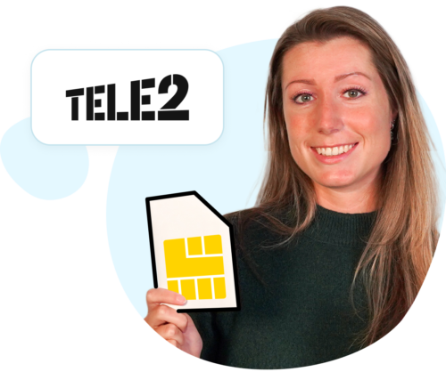 Telefoon met Tele2 logo